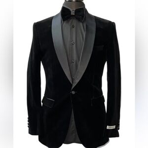 Needle & Stitch Black Velvet Tuxedo Jacket 🆕